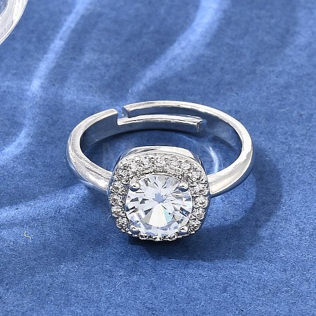 Brass Micro Pave Clear Cubic Zirconia Cuff Open Rings CU-CBA5C10-12P-1