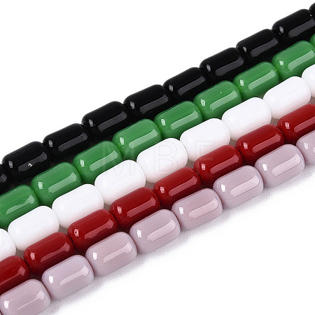 Opaque Solid Color Glass Beads Strands GLAA-N058-4x6mm-B01-1