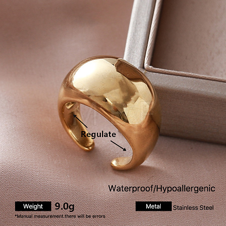 Irregular 304 Stainless Steel Cuff Open Rings for Women UC0575-1-1