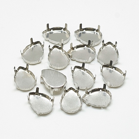 Non-Tarnish 201 Stainless Steel Sew on Prong Settings STAS-T032-02-18x25mm-1