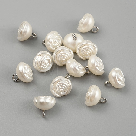 Plastic Imitation Pearl Shank Buttons FIND-WH0152-258-1