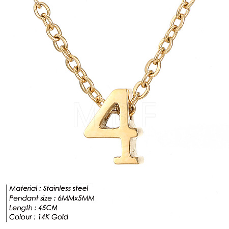 304 Stainless Steel Number Pendant Necklaces FS-WG6717D-02-1