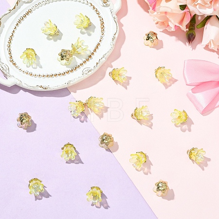 20Pcs Acrylic Flower Charms TACR-YW0003-18E-1