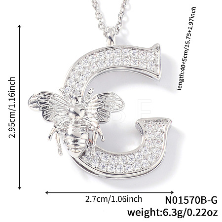 Brass Micro Pave Clear Cubic Zirconia Pendant Necklaces FS-WG7BC7F-07-1