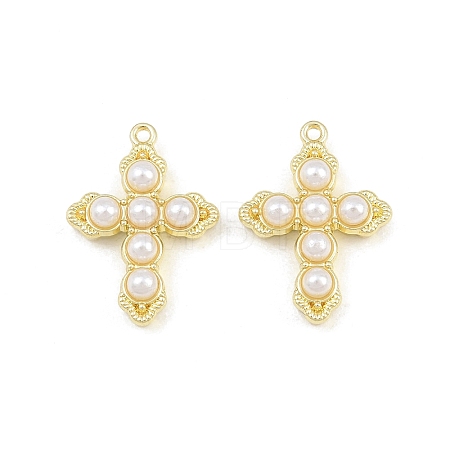 Alloy with ABS Plastic Imitation Pearl Pendants AL-CBA15FB-09G-1