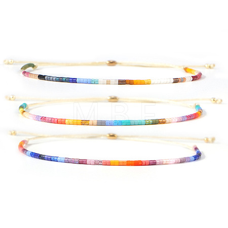 3Pcs Summer Glass Seed Bead Braided Bead Bracelets LO6994-2-1