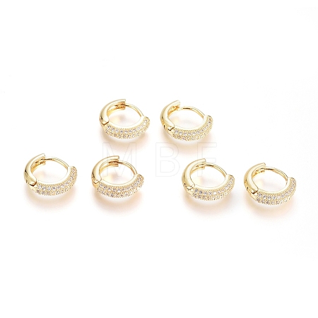 Brass Micro Pave Clear Cubic Zirconia Huggie Hoop Earrings X-EJEW-G275-02G-1
