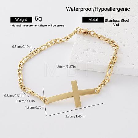 Religion 304 Stainless Steel Link Bracelets for Women GU8038-2-1