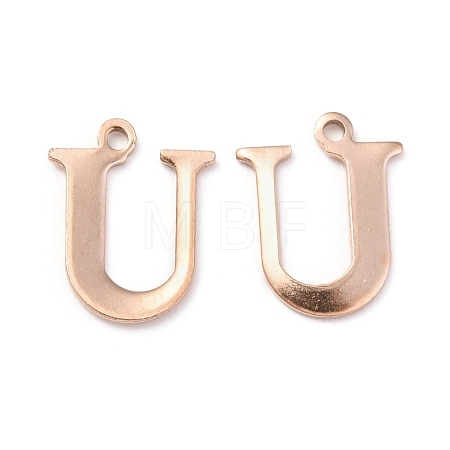 Ion Plating(IP) 304 Stainless Steel Alphabet Charms STAS-H122-U-RG-1