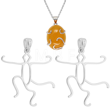 2Pcs Sterling Silver Pendant Cabochon Settings STER-BBC0009-46P-1