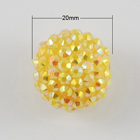 AB Color Chunky Round Resin Rhinestone Bubblegum Ball Beads X-RESI-S256-20mm-SAB10-1