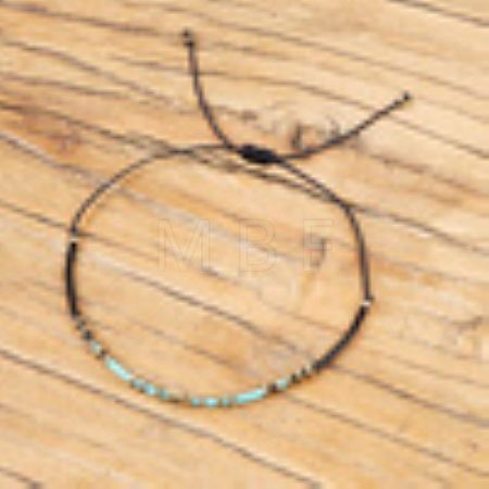 Glass Seed Bead & Brass Beads Braided Bead Bracelets DN7450-4-1
