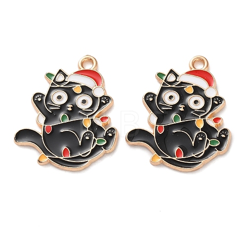 Christmas Theme Alloy Enamel Pendants X-ENAM-Z022-03B-1