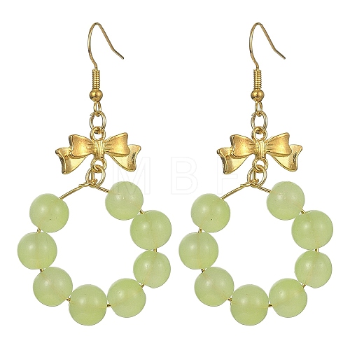 Imitation Jade Glass Beaded Ring Dangle Earrings EJEW-JE05567-04-1