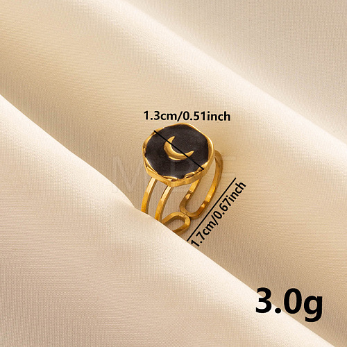 Elegant 304 Stainless Steel Enamel Cuff Ring TT6114-3-1