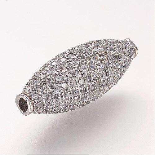 Brass Micro Pave Cubic Zirconia Beads ZIRC-L061-32P-1