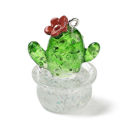 Transparent Resin Plant Pendants RESI-Z028-04A-1