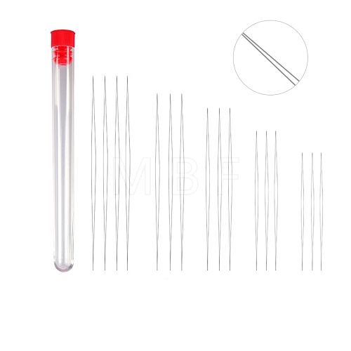 Stainless Steel Collapsible Big Eye Beading Needles SENE-PW0013-02W-1