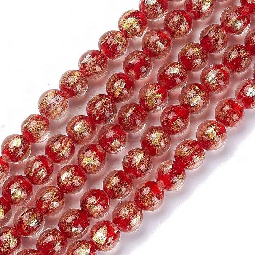 Handmade Gold Sand Lampwork Beads Strands LAMP-C010-01H-1