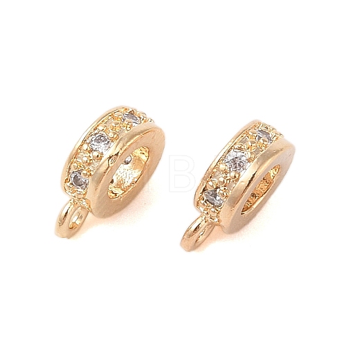 Brass Micro Pave Clear Cubic Zirconia Tube Bails KK-B100-016G-1