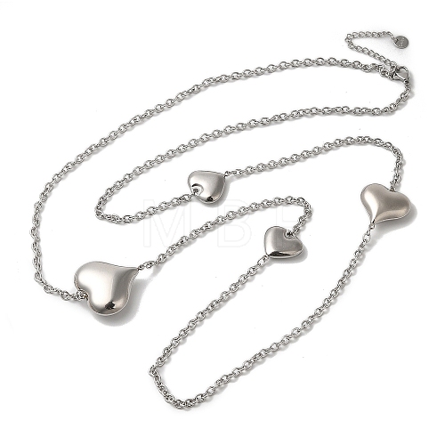 Titanium Steel Heart Link Chain Necklaces for Women NJEW-G145-01P-1