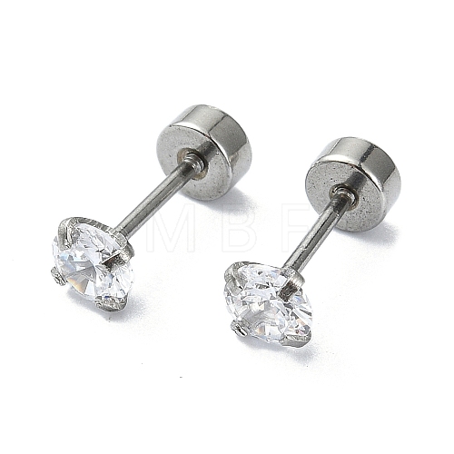 304 Stainless Steel Crystal Rhinestone Ear False Plugs STAS-C089-04B-P-1