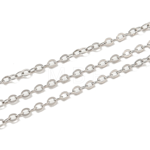 Rhodium Plated 925 Sterling Silver Flat Cable Chains STER-F052-04P-04-1