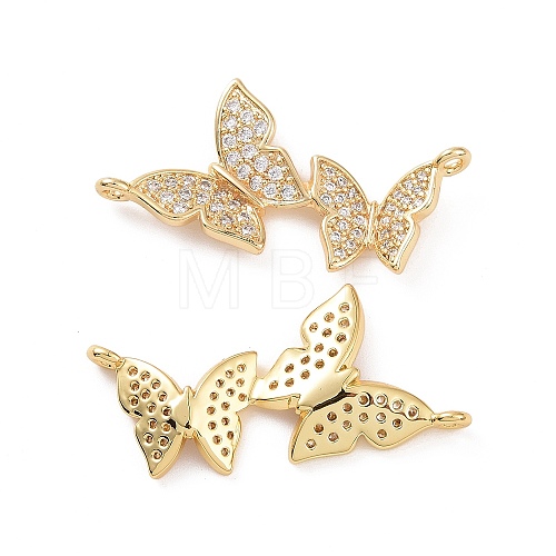 Brass Micro Pave Clear Cubic Zirconia Connector Charms KK-E068-VC151-1