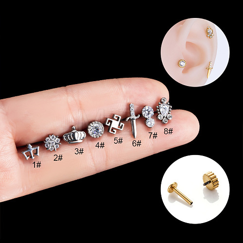 Trident Shaped G23 Titanium 17 Gauge Lip Labret Rings for Women Men WGD149B-02-1