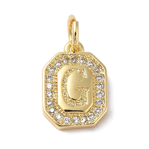 Real 18K Gold Plated Brass Micro Pave Clear Cubic Zirconia Pendants KK-L216-002G-G-1