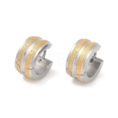 Gold Flash Sand 304 Stainless Steel Hoop Earrings  EJEW-M001-06E-P-1