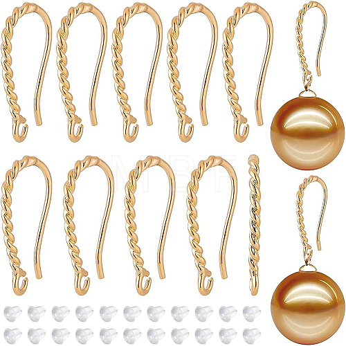 10 Pairs Brass Twist Rope Shape Earring Hooks KK-BC0008-53-1