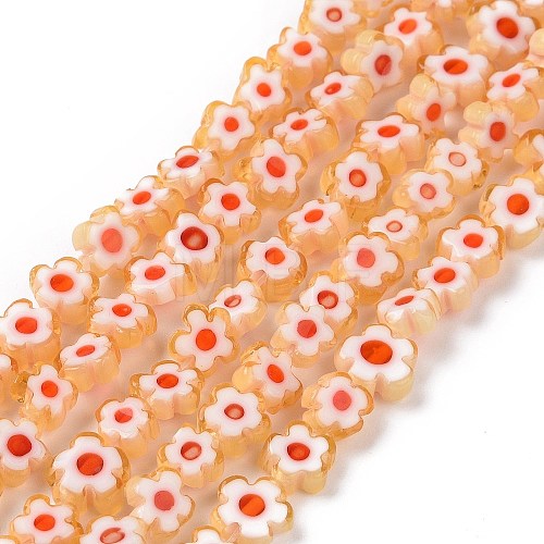 Handmade Millefiori Glass Bead Strands LAMP-J035-6mm-77-1