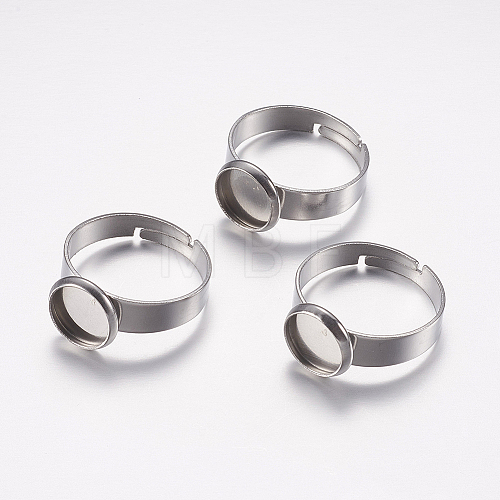 Tarnish Resistant Adjustable 304 Stainless Steel Finger Rings Components STAS-I097-037A-P-1