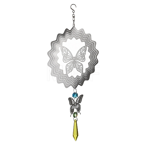 Butterfly 201 Stainless Steel 3D Wind Spinners HJEW-E011-04P-1