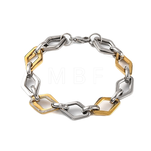 304 Stainless Steel Rhombus Link Chain Bracelets BJEW-B078-118GP-1