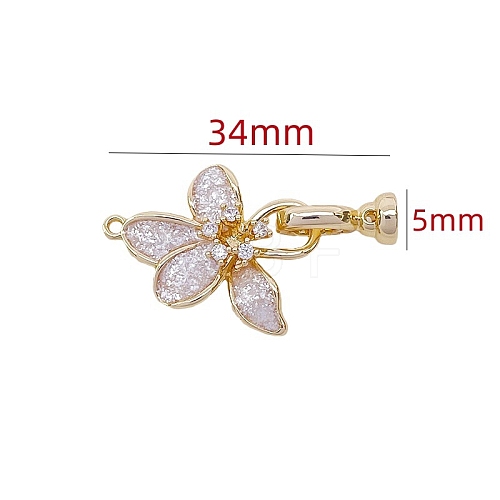 Brass Micro Pave Clear Cubic Zirconia Fold Over Clasps PW-WG35218-03-1