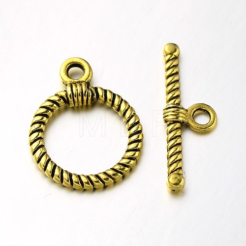 Tibetan Style Alloy Ring Toggle Clasps X-PALLOY-N0112-01AG-1