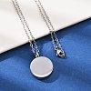 304 Stainless Steel Flat Round Pendant Pet Urn Ashes Necklaces NJEW-S455-01P-2