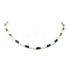 Natural Amethyst & Lapis Lazuli  & Synthetic Blue Lace Agate Heishi Beads and Natural Cultured Freshwater Pearl Rice Beaded Necklaces for Women NJEW-JN06294-02-3