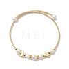 Natural Cultured Freshwater Pearl Bangle with Star Moon Brass Beads BJEW-JB10194-1