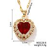 Brass Pave Cubic Zirconia Coffee Bean Chain Cute Heart Pendant Necklaces for Women IG3619-4-1