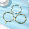 3Pcs 3 Style 304 Stainless Steel Beads Stretch Bracelets Sets BJEW-JB11053-2