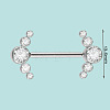 304 Stainless Steel Crystal Rhinestone Barbell Nipple Rings WG5DFA5-23-1