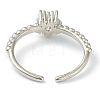 Brass Micro Pave Clear Cubic Zirconia Cuff Rings RJEW-G113-02P-3