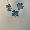 Plastic Glass Trip Flower Bib Necklaces with Alloy Chain Tassel for Women WGFB142-01-4