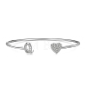 Anti-Tarnish Heart & Letter Rhodium Plated 925 Sterling Silver Micro Pave Cubic Zirconia Cuff Bangles for Women BJEW-C062-01Q-P-1