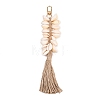 Natural Shell & Jute Cord Tassels Pendant Decoration HJEW-JM03149-1