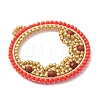 Natural Red Jasper & Glass Seed Beaded Pendants PALLOY-MZ01268-02-2