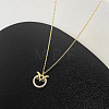 Brass Micro Pave Clear and Black Cubic Zirconia Owl Pendant Necklaces for Women WG5FC8F-02-1
